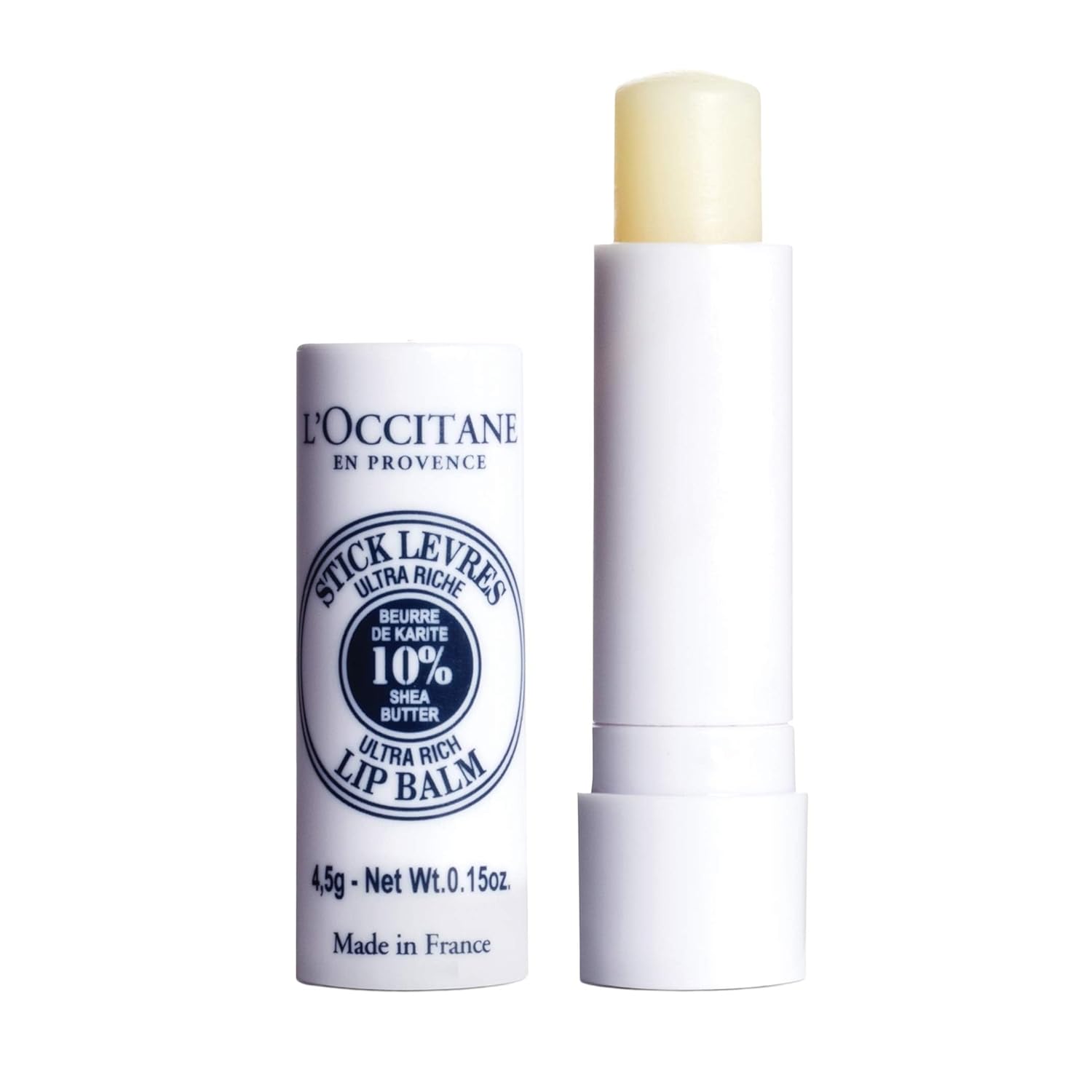 L'OCCITANE 10% Organic Shea Butter Ultra Rich Lip Balm Stick, Moisturizes, Nourishes, Repairs & Softens Dry, Chapped Lips, Long Lasting, Vegan