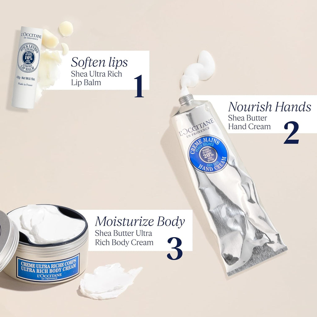 L'OCCITANE 10% Organic Shea Butter Ultra Rich Lip Balm Stick, Moisturizes, Nourishes, Repairs & Softens Dry, Chapped Lips, Long Lasting, Vegan